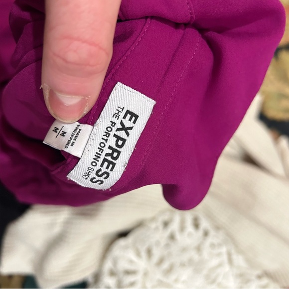 Express Portfolio shirt Pink 3/4 Sleeve Button Down Blouse - Picture 4 of 5